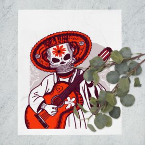 Segovianichi Guitar Day of the Dead Halloween Throw Blanket