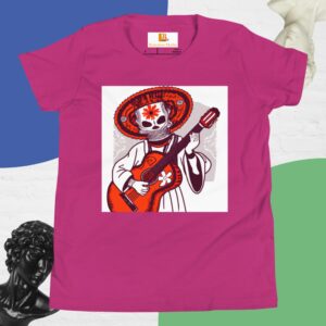 Segovianichi Guitar Day of the Dead Halloween Youth Short Sleeve T-Shirt