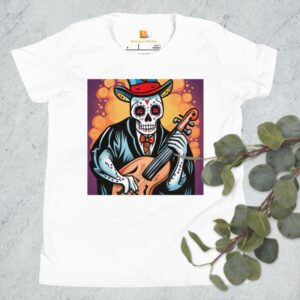 Cassalsanichi Cello Day of the Dead Halloween Youth Short Sleeve T-Shirt